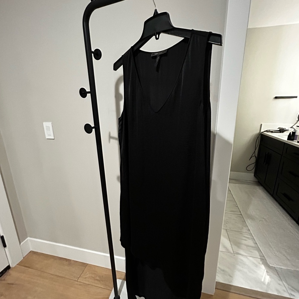 BCBG Cascade Dress. Elegant Black Sleeveless Dress